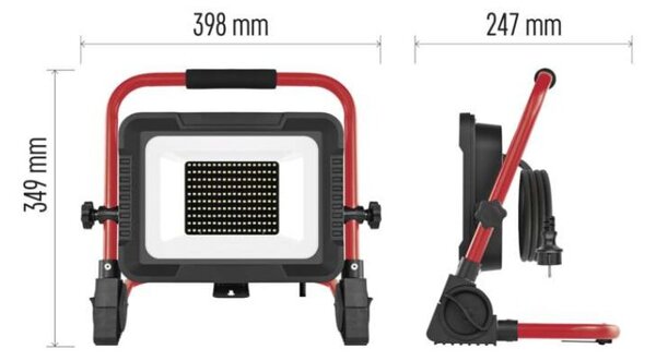 EMOS LED reflektor ELION 100W, červeno-černý, IP65, 16 000 lm, neutrální bílá