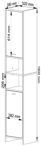 Ak furniture Koupelnová skříňka BETI 180 cm dub artisan/bílá