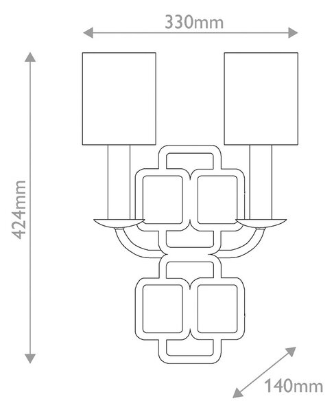 HINKLEY Nástěnné světlo Sabina, černá, výška 42 cm, dvoukřídlá, kov/textil, stmívatelný, Černá, Obývací pokoj / jídelna, kov, Moderní