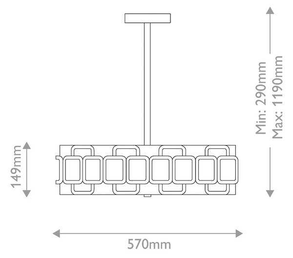 HINKLEY Závěsné světlo Sabina, černá, Ø 57 cm, kov/textil, 4 x E27, stmívatelný, Černá, Obývací pokoj / jídelna, kov, Moderní