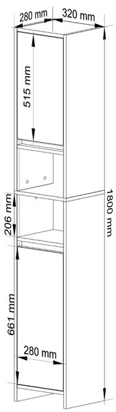 Ak furniture Koupelnová skříňka UNI 180 cm bílá