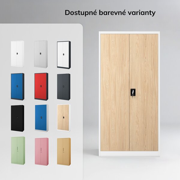Víceúčelová kovová skříň bílá / dub sonoma, 900x1850x450 mm: DAWID Eco Design