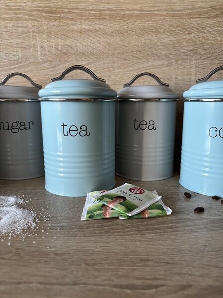 Kuchyňské dózy ve dvou odstínech Barva: Modrá cukr