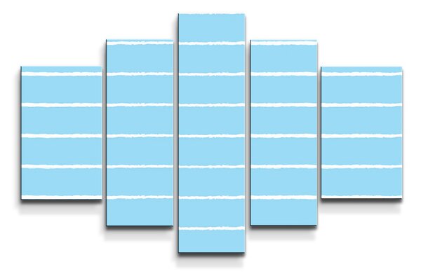 Sablio Obraz - 5-dílný Bílé linky na modré - 125x90 cm