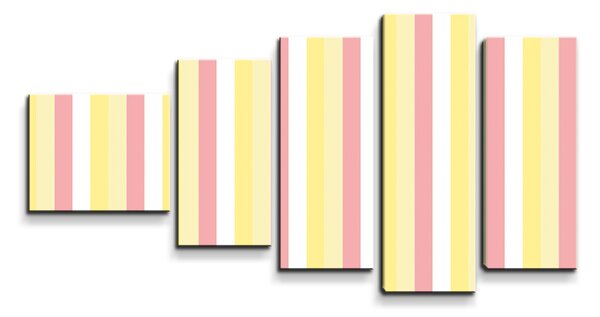 Sablio Obraz - 5-dílný Žlutorůžové pruhy - 100x60 cm