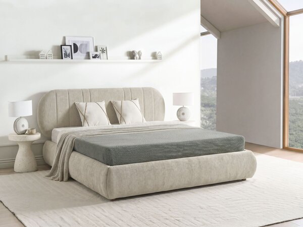 Postel s úložným prostorem Tkanina CAMPAN 180 x 200 cm Taupe