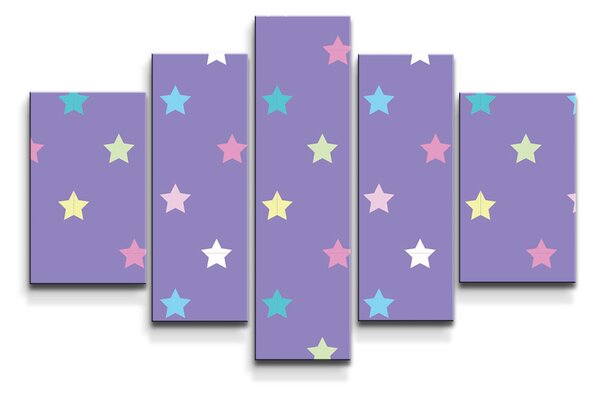 Obraz - 5-dílný SABLIO - Hvězdy na fialové 125x90 cm