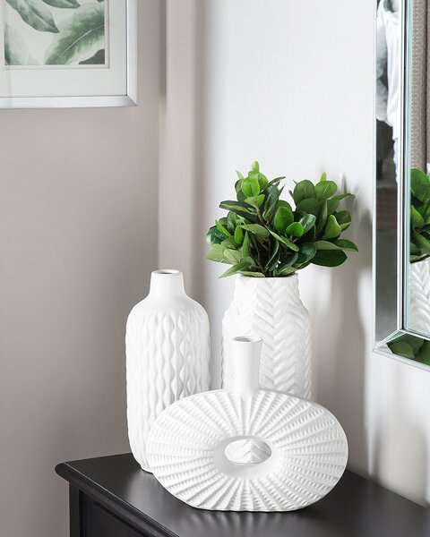 Dekorativní váza XANTHOS Kamenina 32 cm Bílá