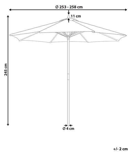 Slunečník 260 cm FERENTILLO Béžová/Bílá