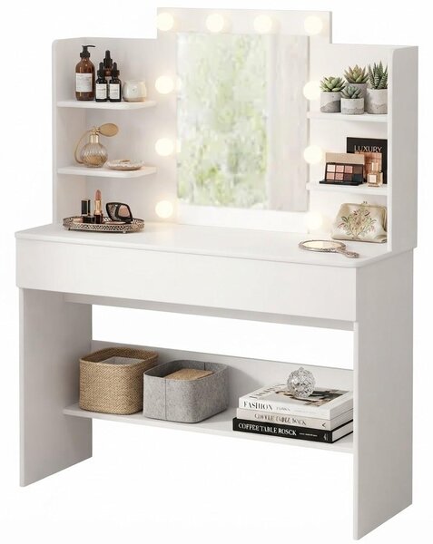 Moderní kosmetický stolek s osvětleným LED zrcadlem (110 cm)