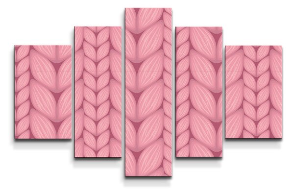 Sablio Obraz - 5-dílný Růžové pletení z vlny - 125x90 cm