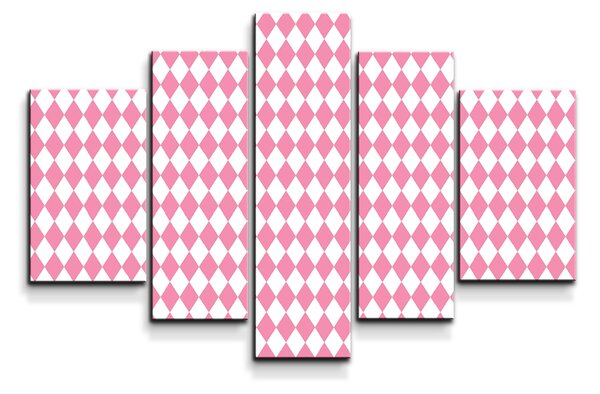 Sablio Obraz - 5-dílný Růžovobílé kosočtverce - 125x90 cm