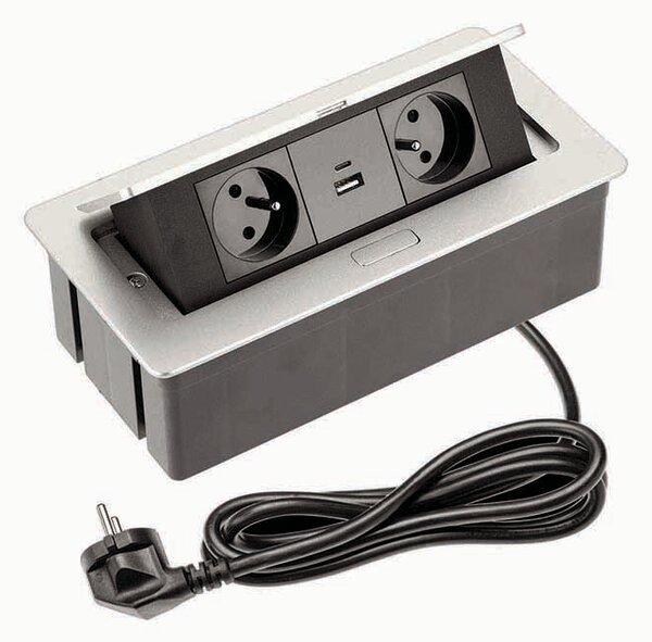 GTV AE-PBSUC2GU-53N SOFT nábytková zásuvka 2x zásuvka s uzemněním, USB A+