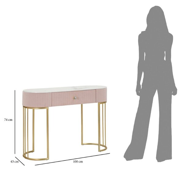 Designová konzole Hadassah 100 cm růžová