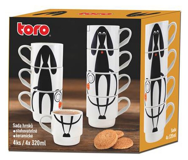 Toro Keramický stohovatelný hrnek 340ml 4ks pes