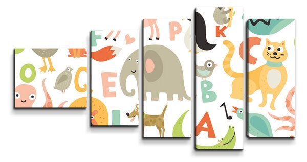 Sablio Obraz - 5-dílný Zoo abeceda - 100x60 cm