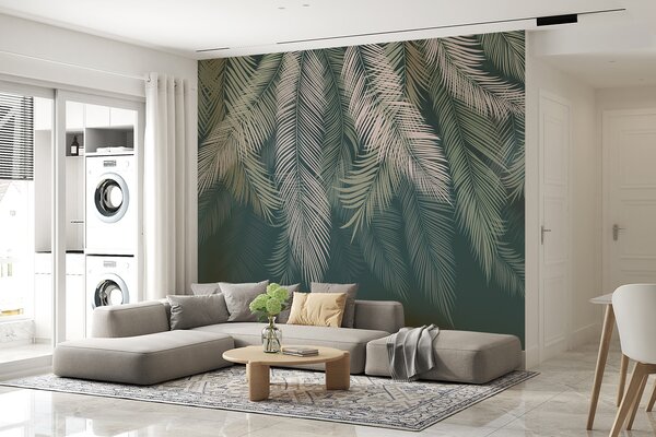 Fototapety Palmové listy na tmavě zeleném pozadí, Fototapety les, Fototapety tropické, u48556v2 : uwalls.cz