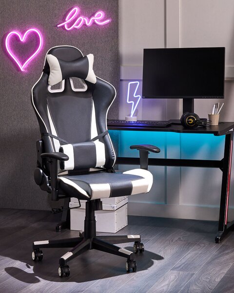 Kancelářská židle GAMER Umělá kůže Bílá