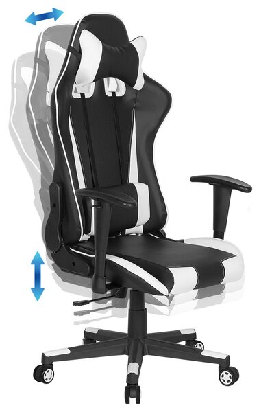 Kancelářská židle GAMER Umělá kůže Bílá