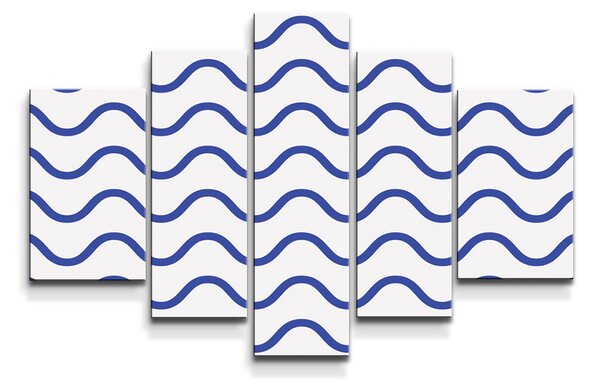 Sablio Obraz - 5-dílný Modré vlnky - 125x90 cm