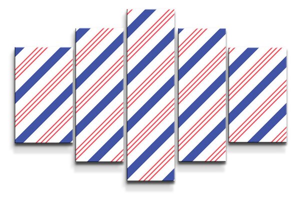 Sablio Obraz - 5-dílný Modročervené pruhy - 125x90 cm