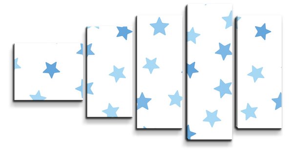Sablio Obraz - 5-dílný Modré hvězdy na bílé - 100x60 cm