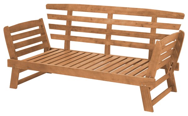 Zahradní lavička s polštářem PORTICI 210 cm Eukalyptové dřevo Světle hnědá/Taupe