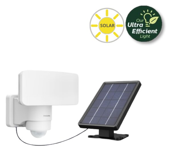 Philips 8720169362161 UltraEfficient Tylus solární nástěnné svítidlo se senzorem LED 6W 1000/50lm 3000K IP44 bílá