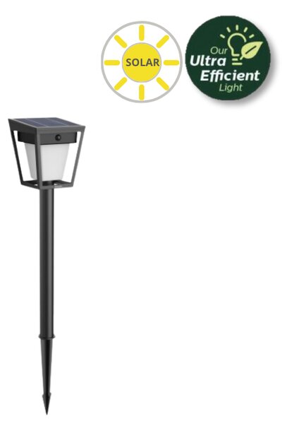 Philips 8720169362147 UltraEfficient Nissa solární stojanové svítidlo/sloupek zapichovací se senzorem LED V490mm + hrot203mm 1,8W/250/25lm 3000K IP44 černá