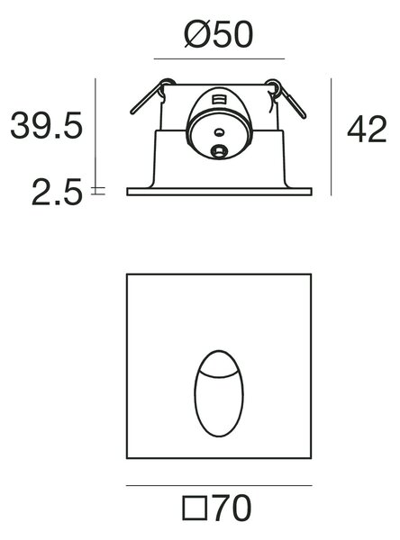 Linea Light 87989W70 Quara65_Q, cortenové zápustné LED svítidlo do stěny, 1x2W 3000K, rozměr 7x7cm, IP65