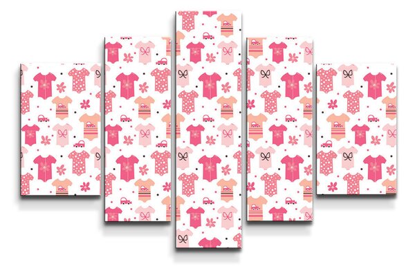 Sablio Obraz - 5-dílný Růžové oblečky - 125x90 cm