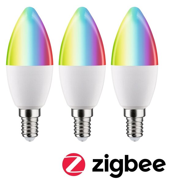 P 29152 Standard 230V Smart Home Zigbee 3.0 LED svíčka E14 3x5W RGBW+ stmívatelné mat - PAULMANN