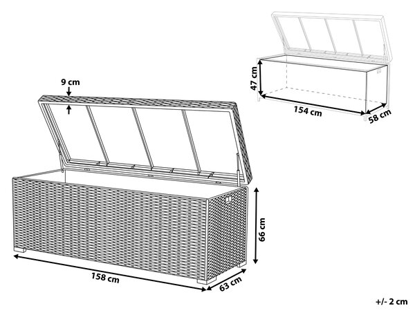 Úložný box MODENA 158 cm 63 cm Šedá