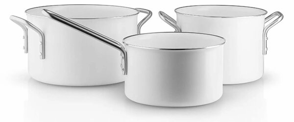 Eva Solo sada nádobí White Line Ceramic nepřilnavé 3 ks – keramické hrnce a pánve pro zdravé vaření