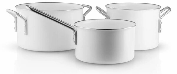 Eva Solo sada nádobí White Line Ceramic nepřilnavé 3 ks – keramické hrnce a pánve pro zdravé vaření