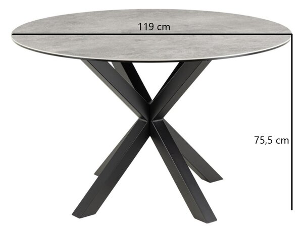 Actona Jídelní kulatý stůl Heaven 119 cm šedý mramor/černý