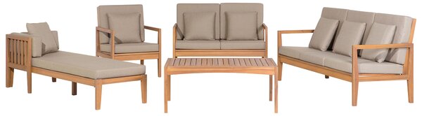 Zahradní souprava se stolkem 7místná PATAJA Certifikované akáciové dřevo Světle hnědá