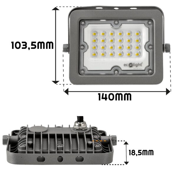 ECOLIGHT LED reflektor 20W 2000lm PREMIUM LINE - studená bílá