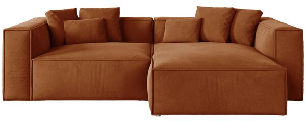 -25 % Dny MOMENTI– Cosmopolitan Design Terakotově oranžová sametová rohová pohovka Aveiro 254 cm, pravá
