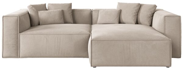 -25 % Dny MOMENTI– Cosmopolitan Design Světle béžová sametová rohová pohovka Aveiro 254 cm, pravá
