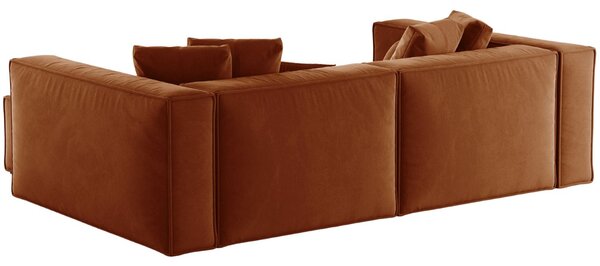 -25 % Dny MOMENTI– Cosmopolitan Design Terakotově oranžová sametová rohová pohovka Aveiro 254 cm, pravá