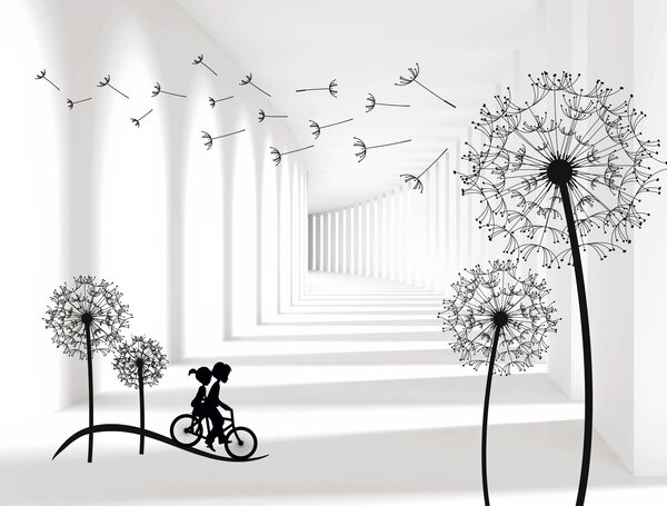 Fototapety Siluety pampelišek v tunelu, Fototapety květiny, u63551 : uwalls.cz