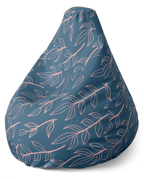 Sablio Sedací vak Pear Růžové malované lístky - 70 x 95 x 15 cm