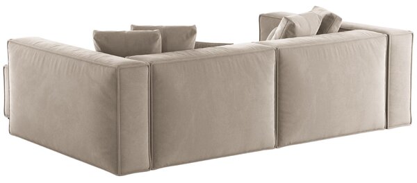 -25 % Dny MOMENTI– Cosmopolitan Design Světle béžová sametová rohová pohovka Aveiro 254 cm, pravá