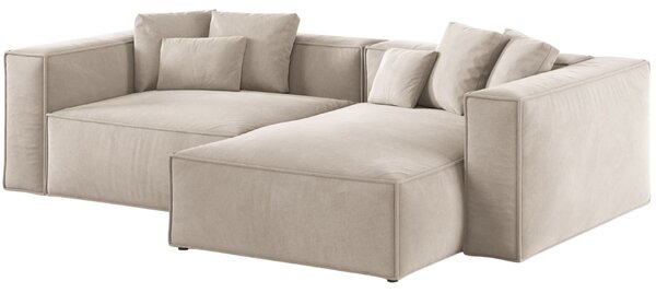 -25 % Dny MOMENTI– Cosmopolitan Design Světle béžová sametová rohová pohovka Aveiro 254 cm, pravá