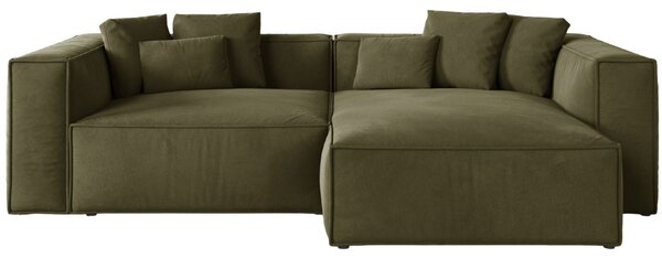 -25 % Dny MOMENTI– Cosmopolitan Design Zelená sametová rohová pohovka Aveiro 254 cm, pravá