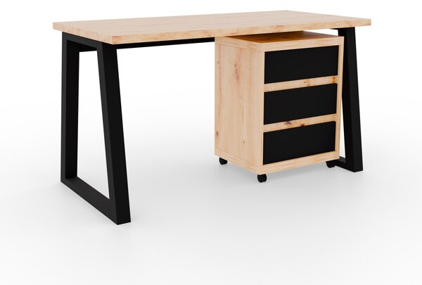ADRK PC stůl s kontejnerem IWO I ART-B, dub artisan/černá