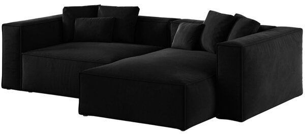 -25 % Dny MOMENTI– Cosmopolitan Design Černá sametová rohová pohovka Aveiro 254 cm, pravá