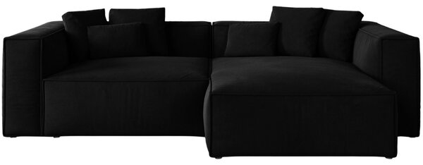 -25 % Dny MOMENTI– Cosmopolitan Design Černá sametová rohová pohovka Aveiro 254 cm, pravá
