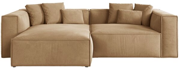 -25 % Dny MOMENTI– Cosmopolitan Design Béžová sametová rohová pohovka Aveiro 254 cm, levá